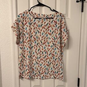 LOFT Multicolor Parrot Print Blouse